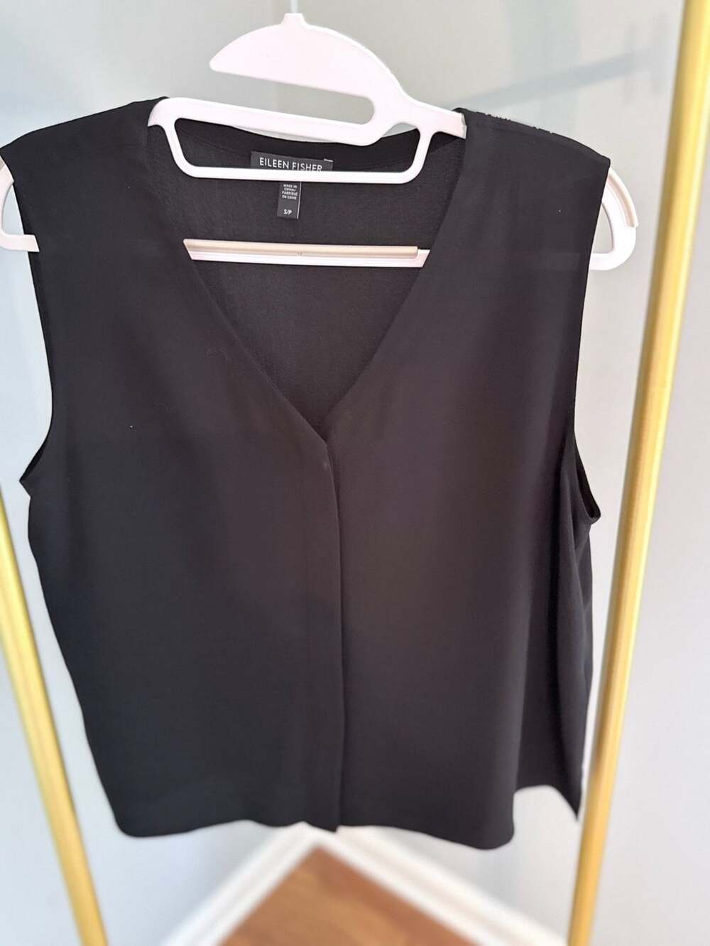 Eileen Fisher Sleeveless V-Neck Tank Top Size S/P Black